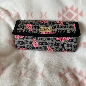 Juicy Couture Black and Pink Rose Print Wallet